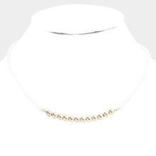 Load image into Gallery viewer, White Faceted Beaded Metal Ball Accented Necklace
