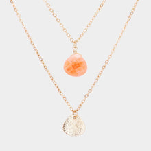 Load image into Gallery viewer, Peach Stone Pendant Metal Layered Necklace
