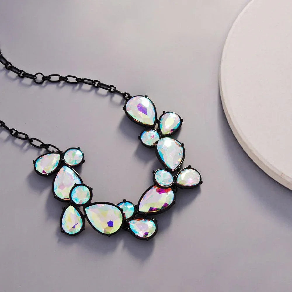 Black Teardrop Crystal Stone Necklace - Jewelry Store by Erik Rayo