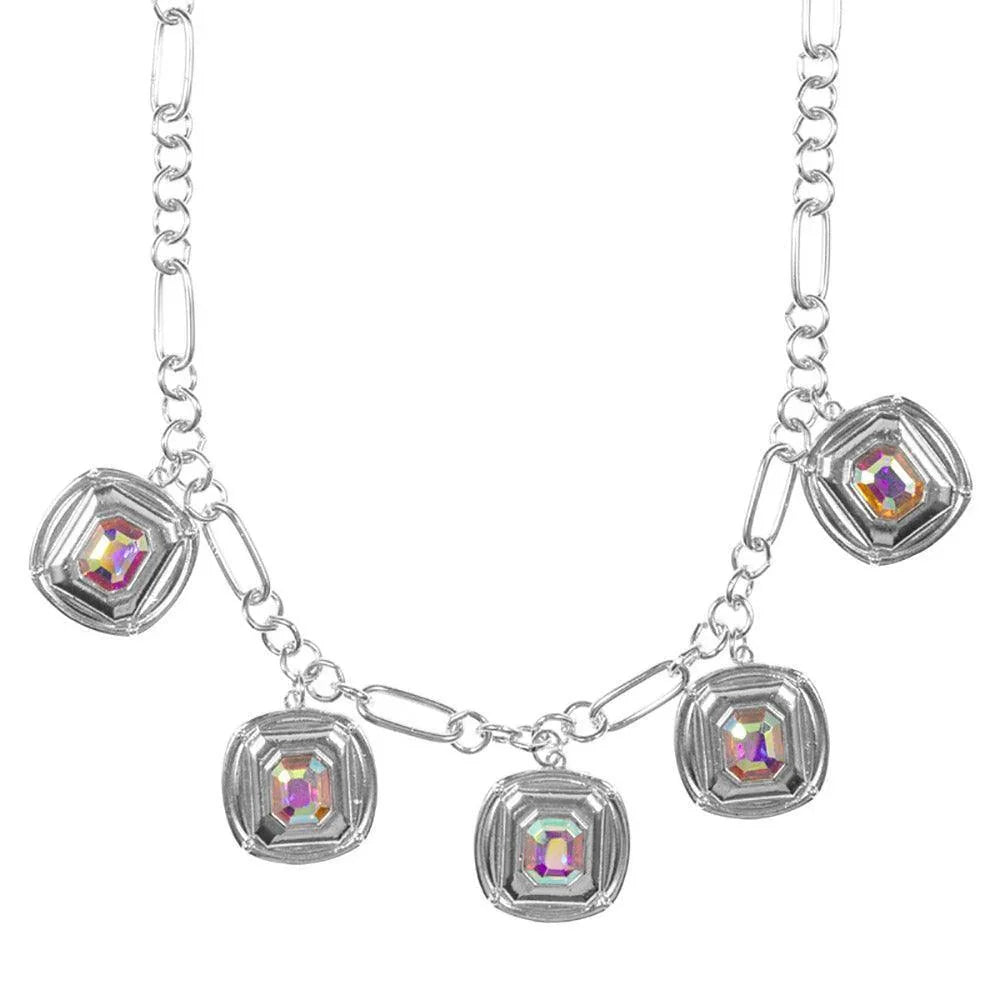 Crystal Stone Square Cluster Charm Necklace - Jewelry Store by Erik Rayo