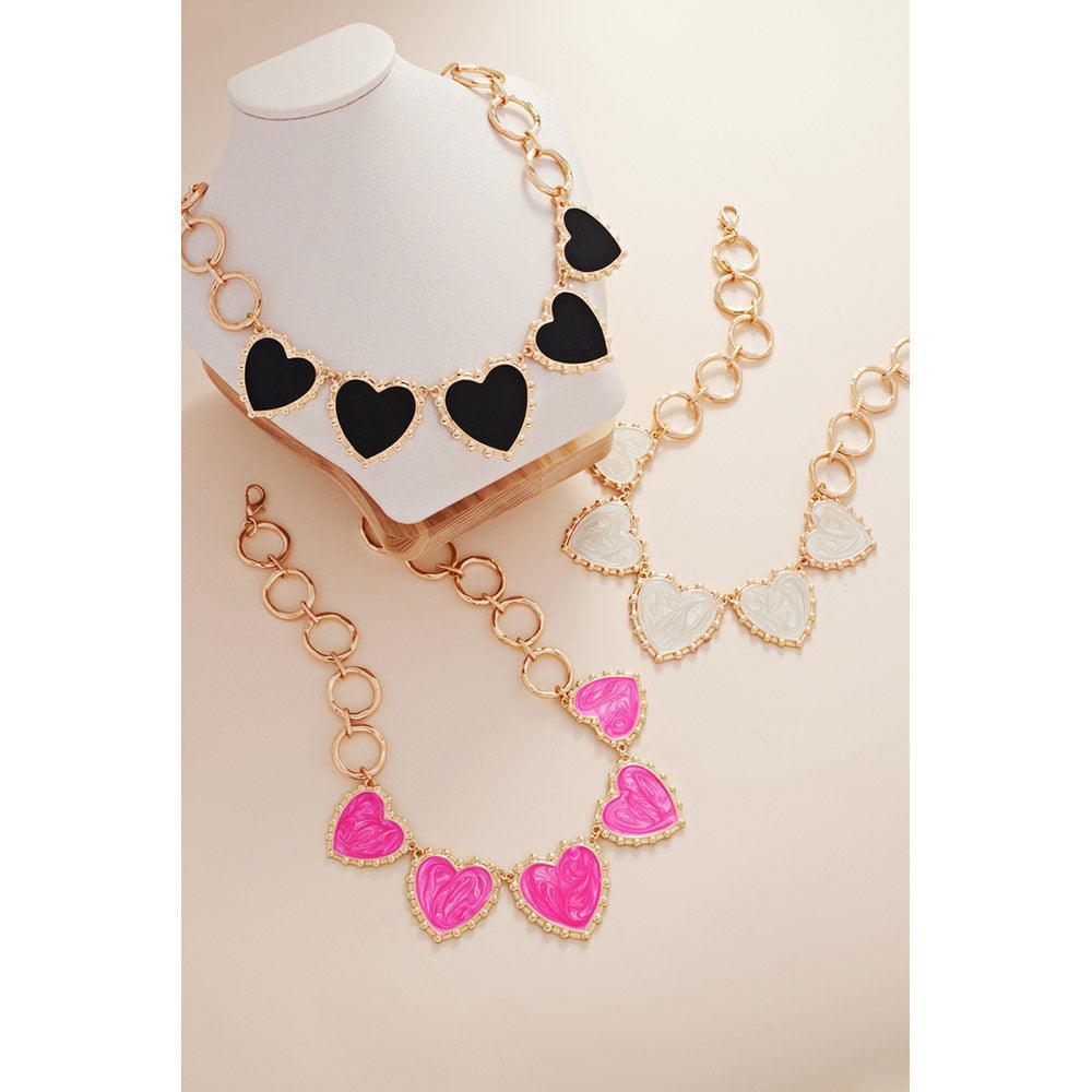 White Resin Heart Station Necklace - Jewelry Store by Erik Rayo