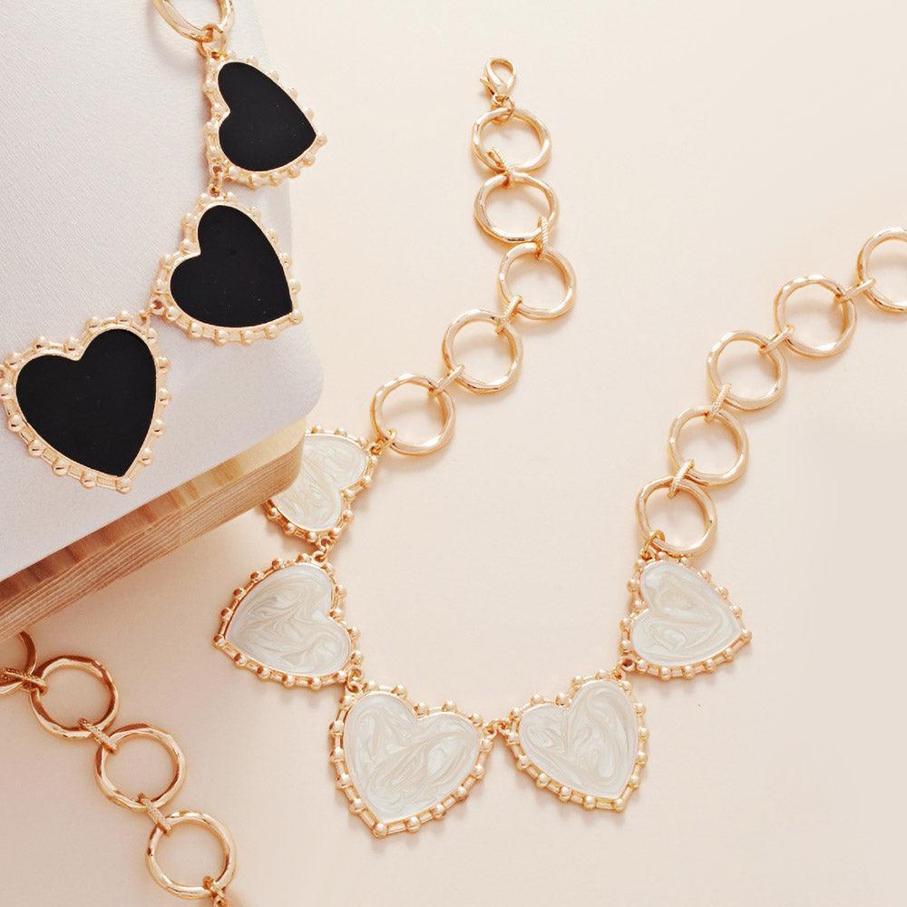 White Resin Heart Station Necklace - Jewelry Store by Erik Rayo