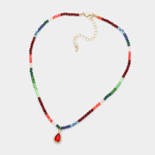 Load image into Gallery viewer, Teardrop Glass Stone Pendant Faceted Beaded Necklace
