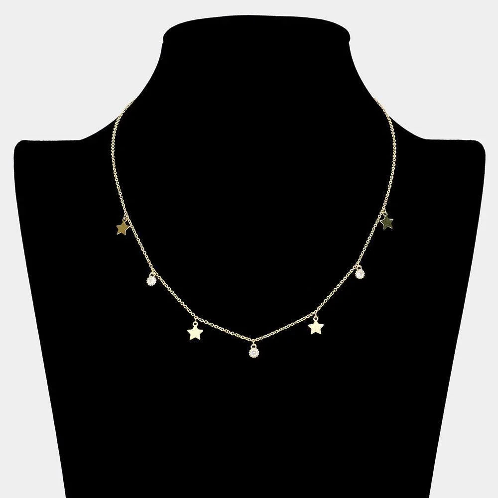 Gold 18K Gold Filled Star CZ Stone Station Necklace - Jewelry Store by Erik Rayo