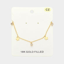 Load image into Gallery viewer, Gold 18K Gold Filled Star CZ Stone Station Necklace
