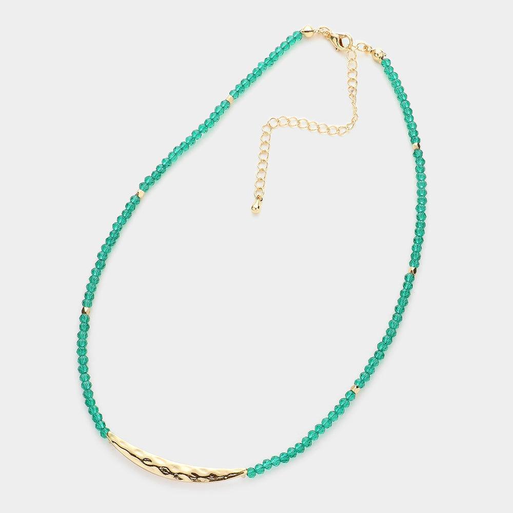 Green Metal Accented Faceted Beaded Necklace - Jewelry Store by Erik Rayo