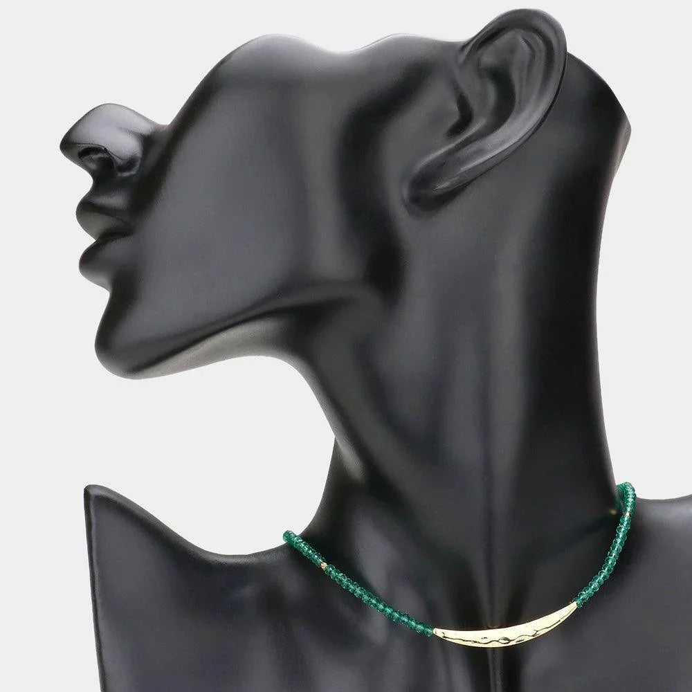 Green Metal Accented Faceted Beaded Necklace - Jewelry Store by Erik Rayo