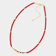 Load image into Gallery viewer, Red Metal Accented Faceted Beaded Necklace
