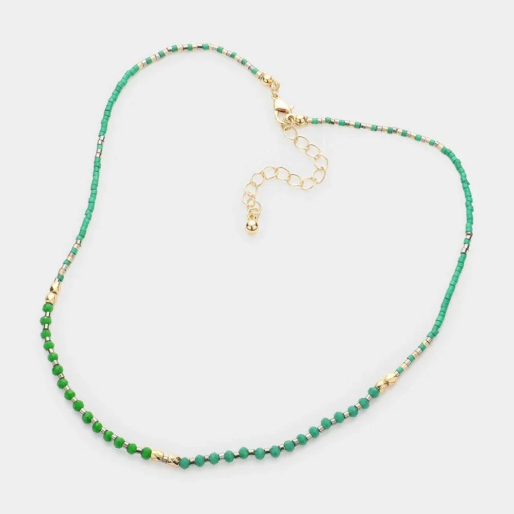 Green Faceted Beaded Necklace - Jewelry Store by Erik Rayo