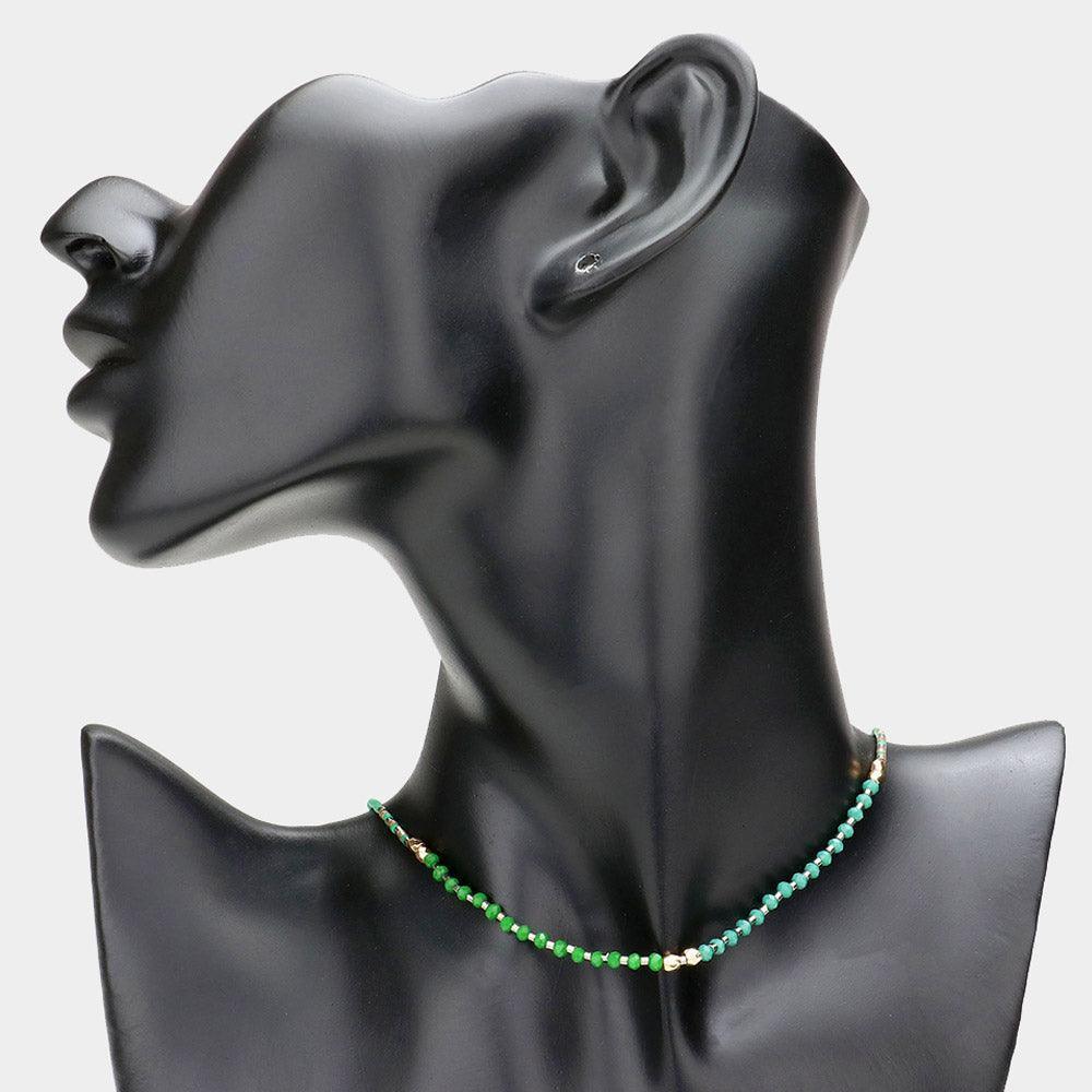 Green Faceted Beaded Necklace - Jewelry Store by Erik Rayo