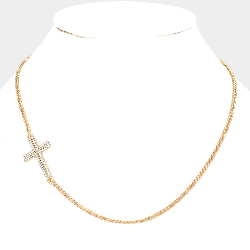 Gold Cross Accented Necklace