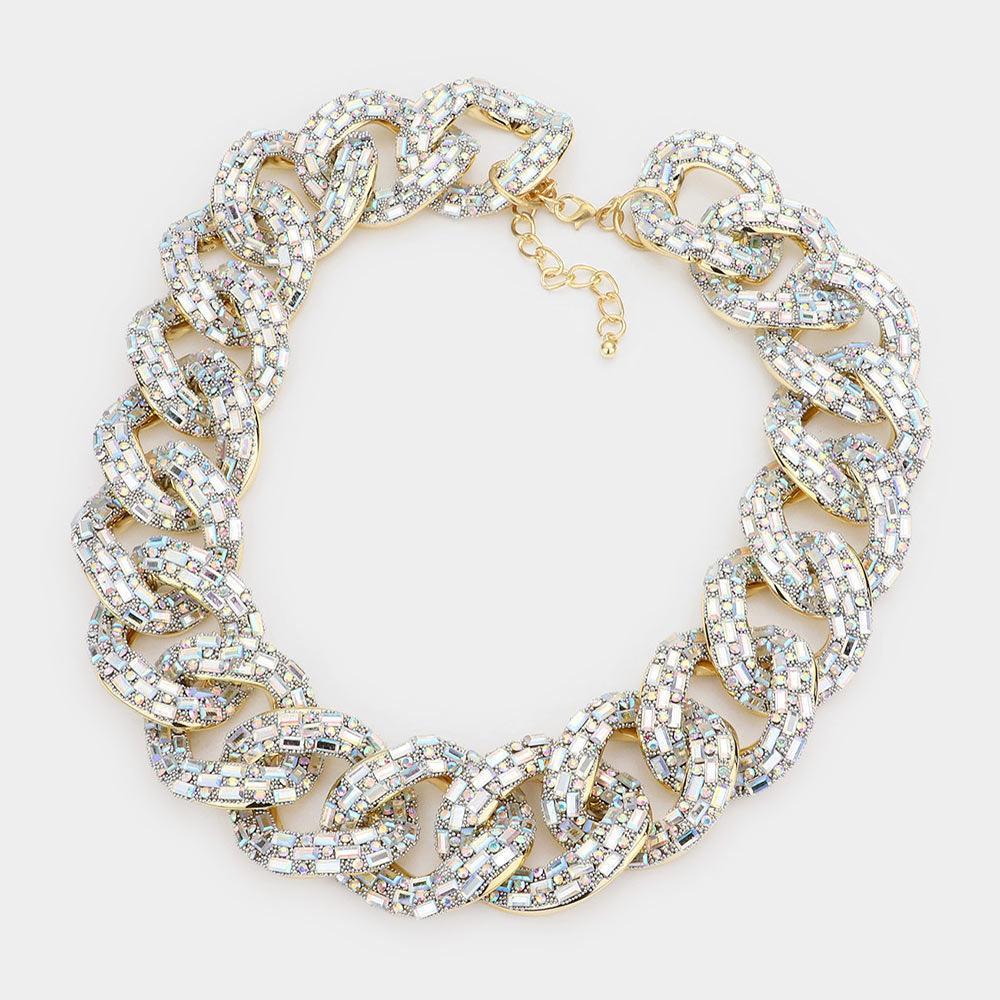 Gold Stone Embellished Chunky Chain Necklace - Jewelry Store by Erik Rayo