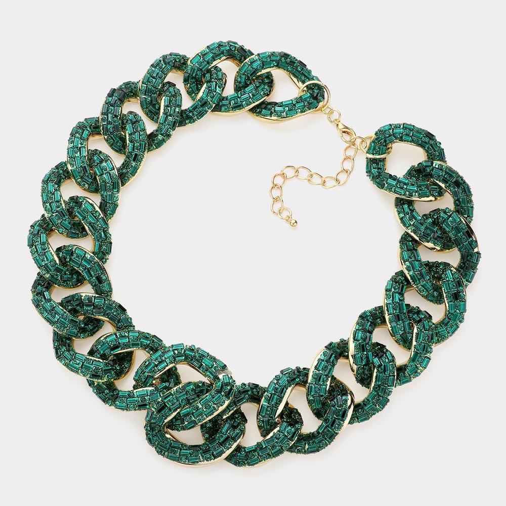Stone Embellished Chunky Chain Necklace - Jewelry Store by Erik Rayo