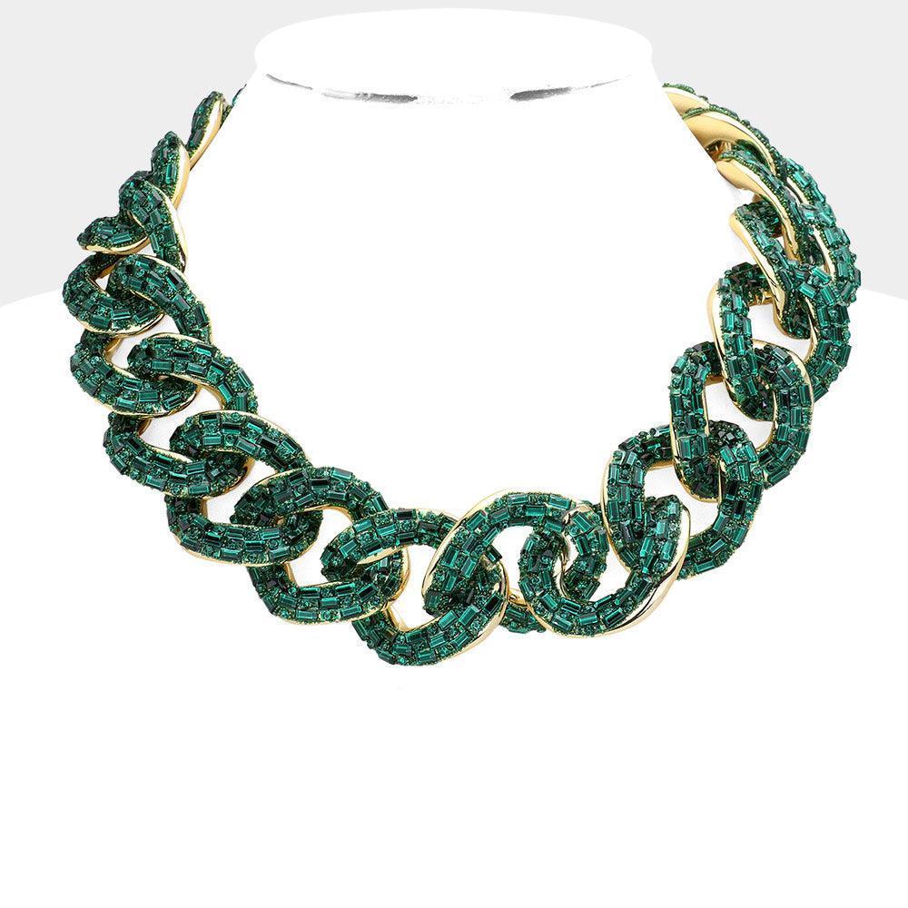 Stone Embellished Chunky Chain Necklace - Jewelry Store by Erik Rayo