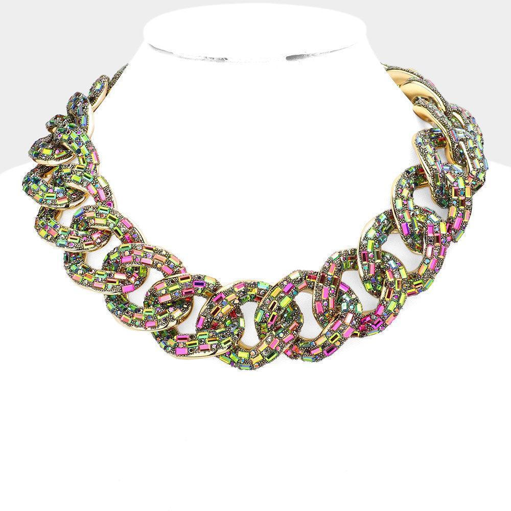 Stone Embellished Chunky Chain Necklace - Jewelry Store by Erik Rayo