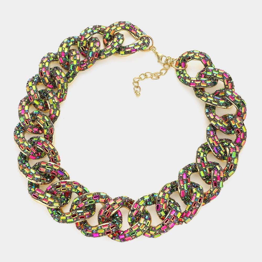 Stone Embellished Chunky Chain Necklace - Jewelry Store by Erik Rayo