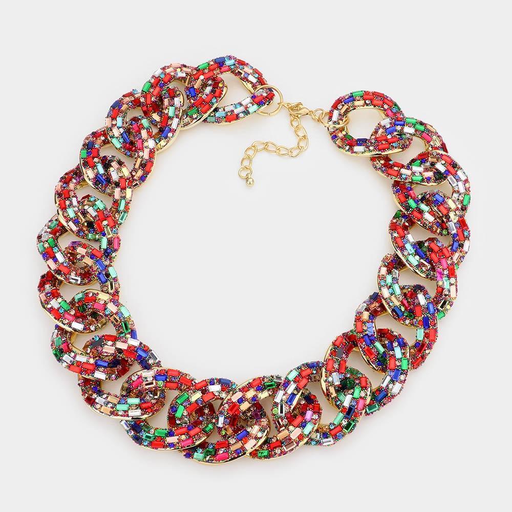 Stone Embellished Chunky Chain Necklace - Jewelry Store by Erik Rayo