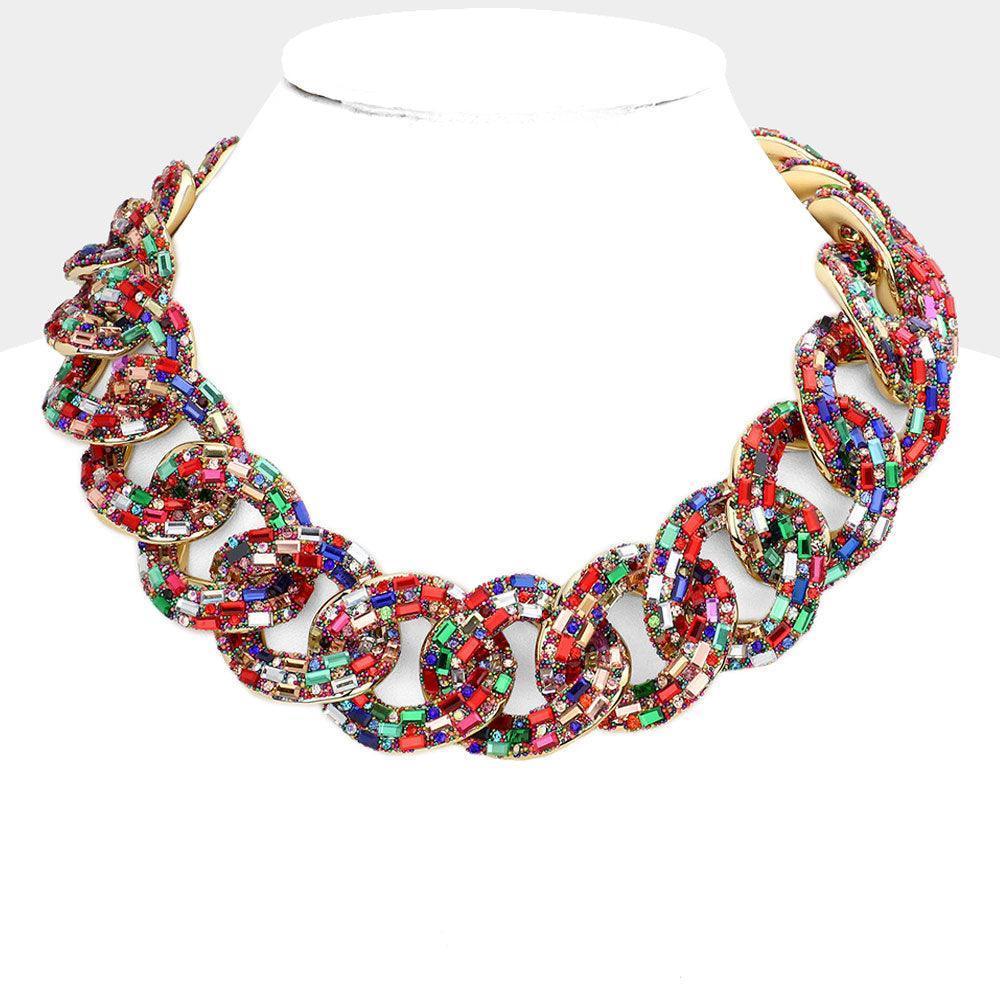 Stone Embellished Chunky Chain Necklace - Jewelry Store by Erik Rayo