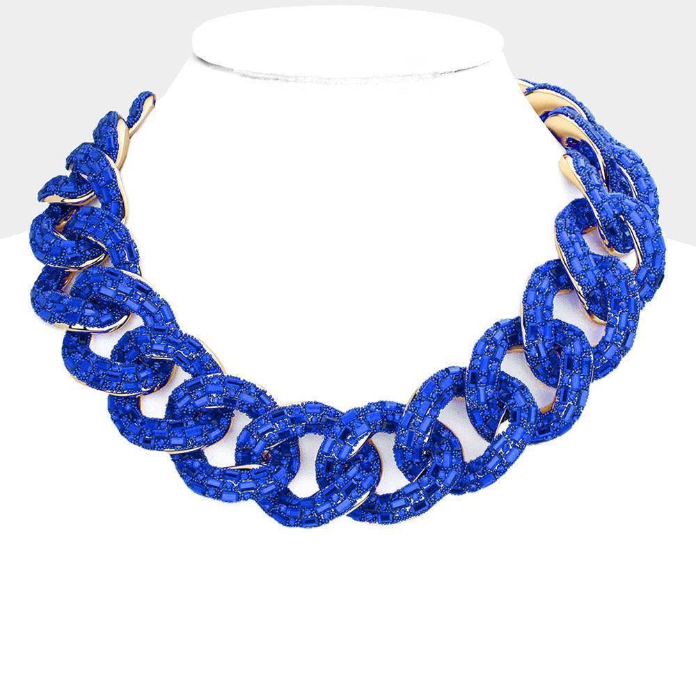 Stone Embellished Chunky Chain Necklace - Jewelry Store by Erik Rayo