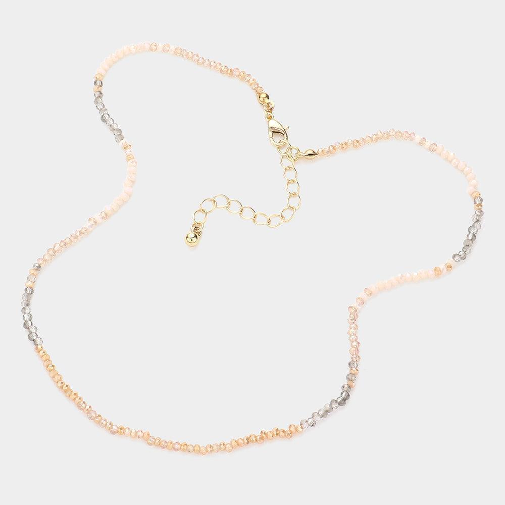Beige Faceted Beaded Necklace - Jewelry Store by Erik Rayo