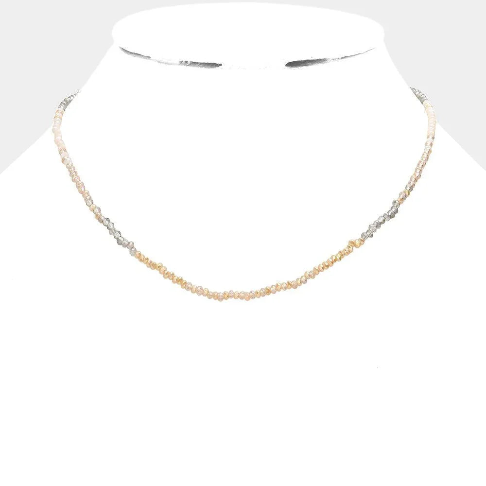 Beige Faceted Beaded Necklace - Jewelry Store by Erik Rayo
