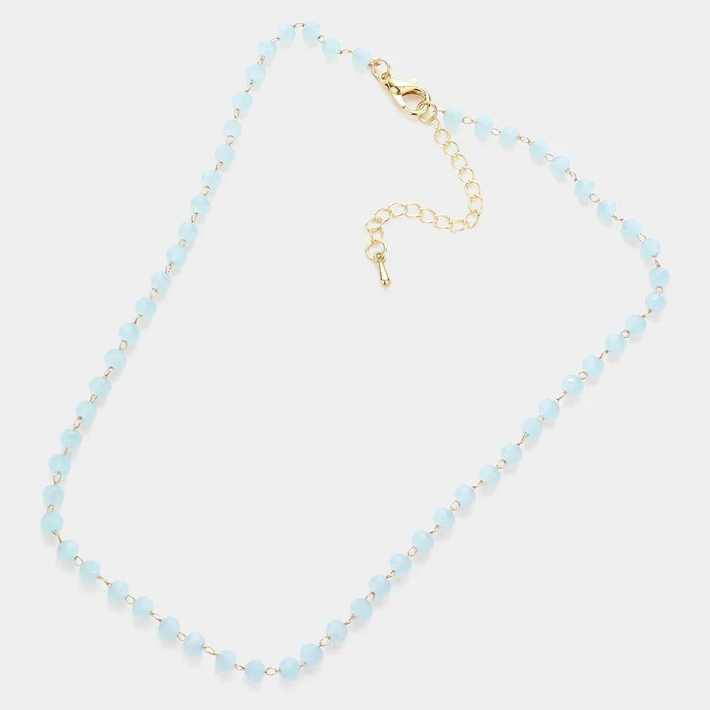 Blue Faceted Bead Link Necklace - Jewelry Store by Erik Rayo