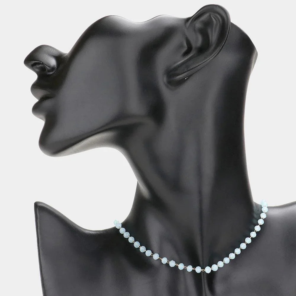 Blue Faceted Bead Link Necklace - Jewelry Store by Erik Rayo