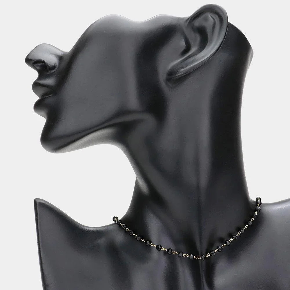 Black Faceted Bead Link Necklace - Jewelry Store by Erik Rayo
