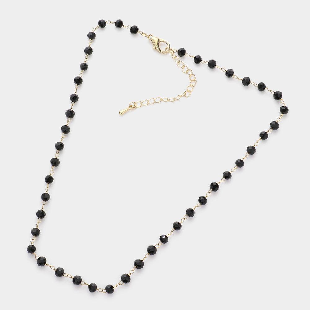 Black Faceted Bead Link Necklace - Jewelry Store by Erik Rayo