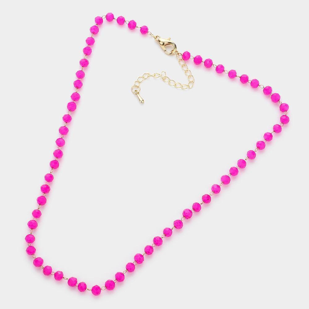 Pink Faceted Bead Link Necklace - Jewelry Store by Erik Rayo