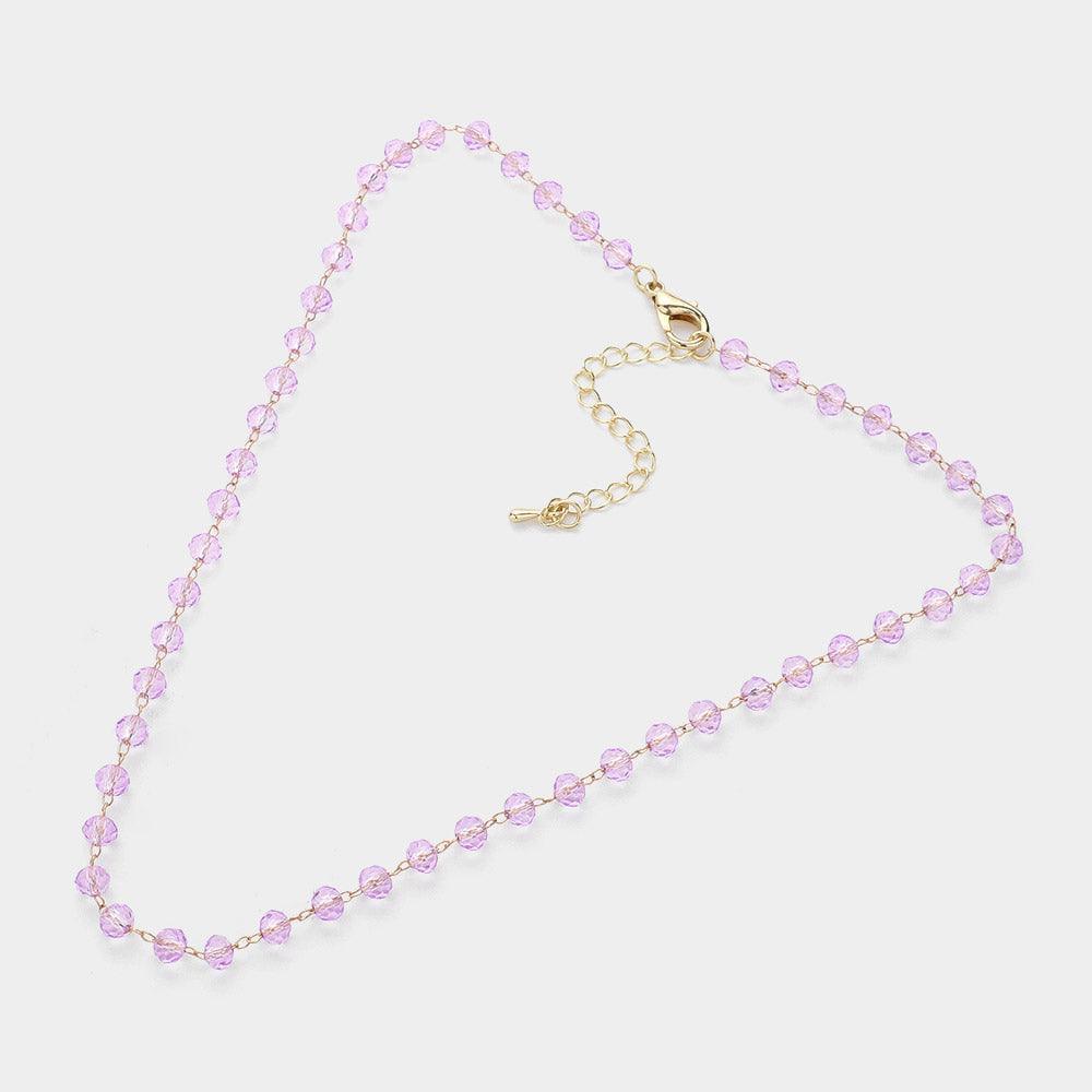 Lavender Faceted Bead Link Necklace - Jewelry Store by Erik Rayo
