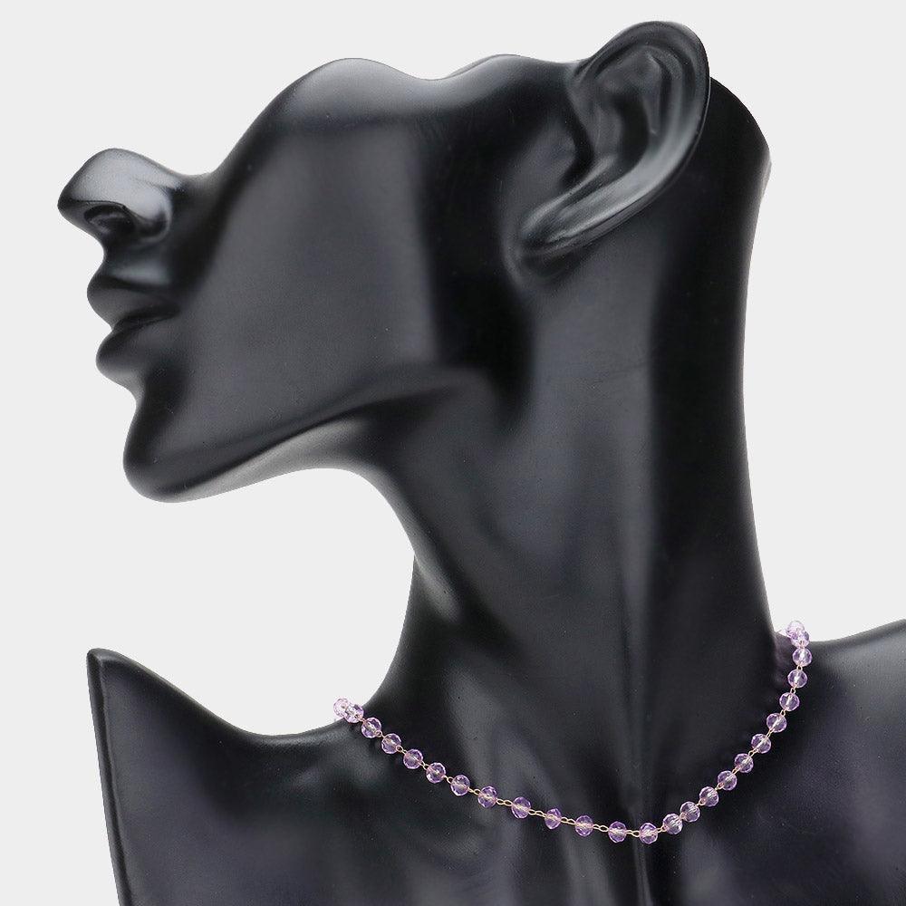 Lavender Faceted Bead Link Necklace - Jewelry Store by Erik Rayo