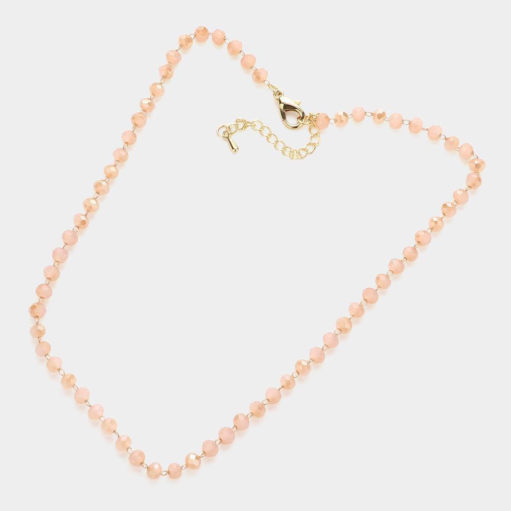 Pink Faceted Bead Link Necklace - Jewelry Store by Erik Rayo