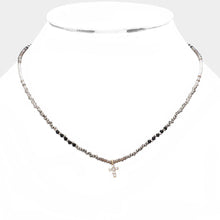 Load image into Gallery viewer, Cross Pendant Faceted Beaded Necklace
