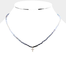 Load image into Gallery viewer, Cross Pendant Faceted Beaded Necklace
