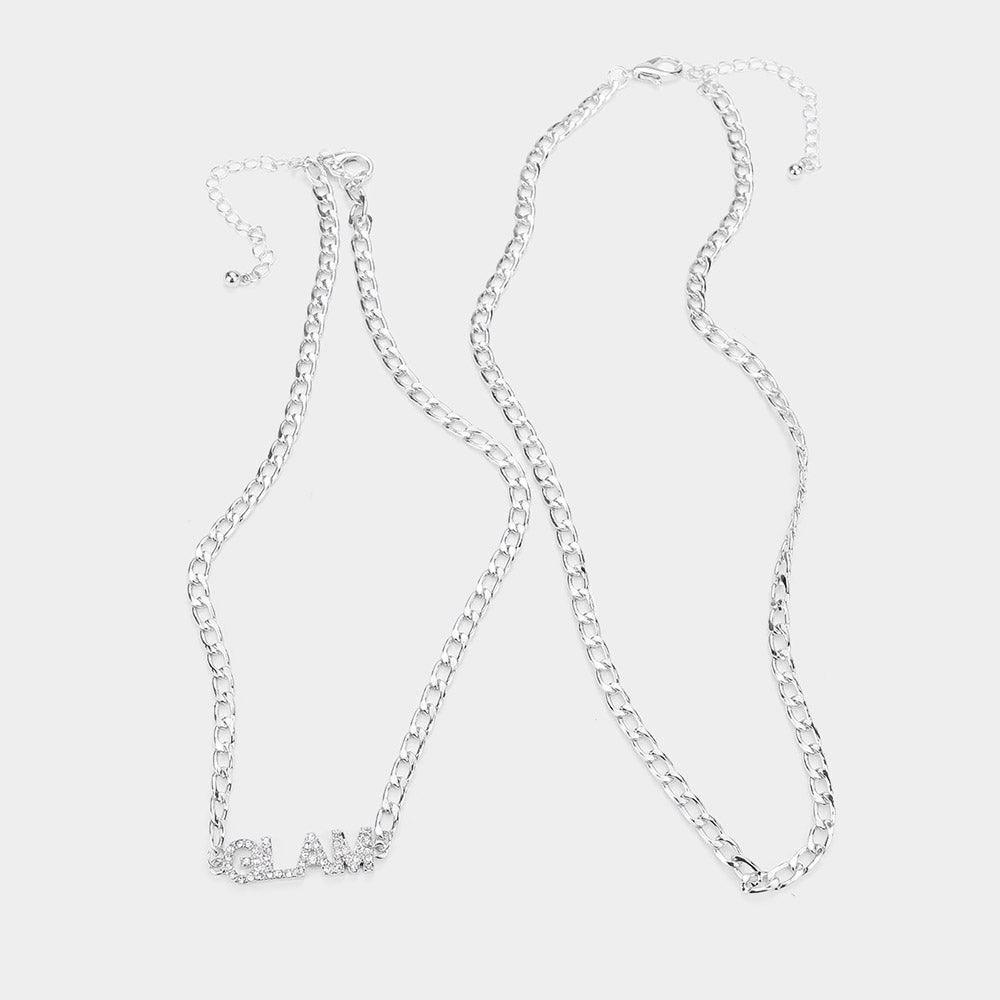 2 Piece GLAM Rhinestone Embellished Pendant Message Necklaces - Jewelry Store by Erik Rayo