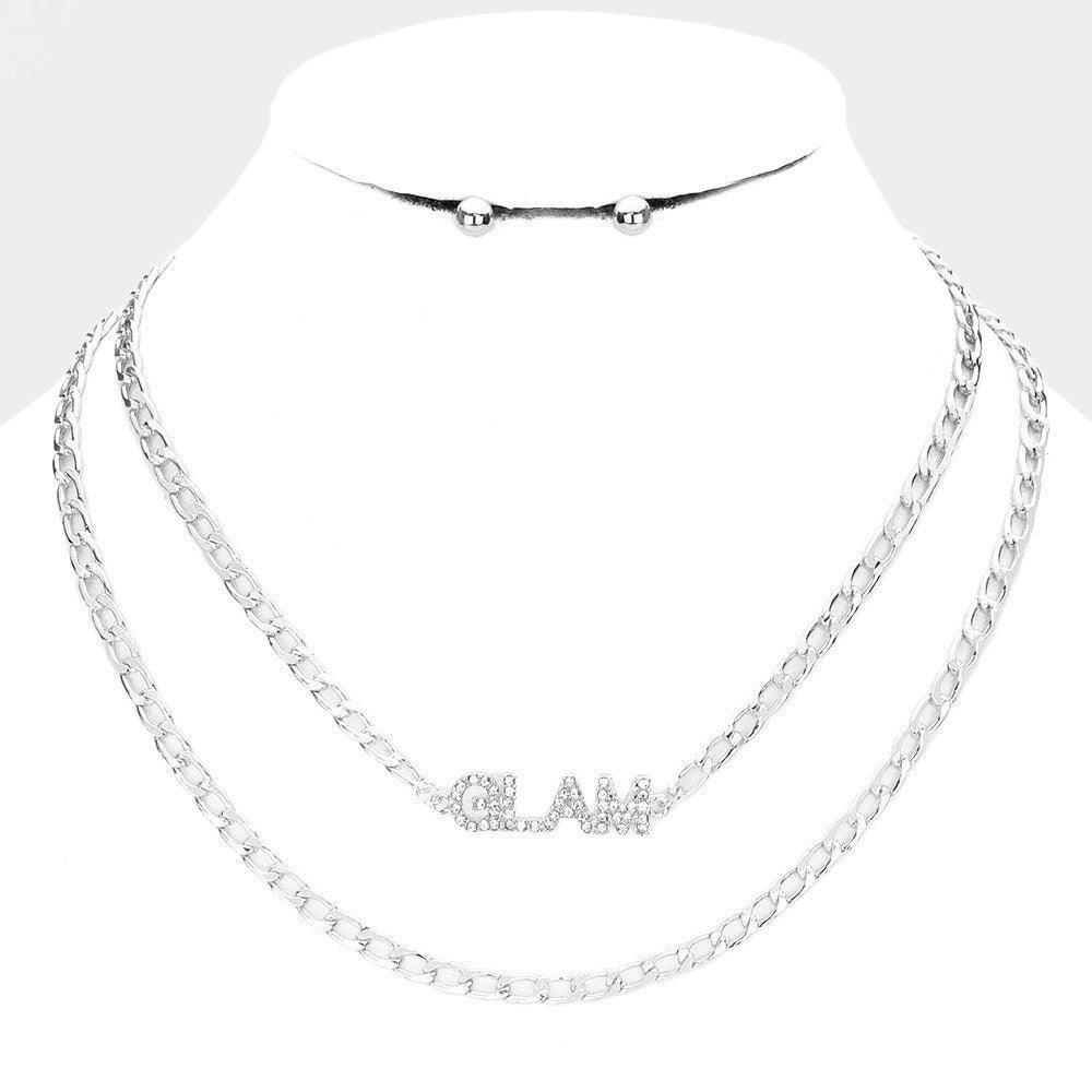 2 Piece GLAM Rhinestone Embellished Pendant Message Necklaces - Jewelry Store by Erik Rayo