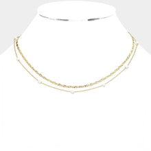 Load image into Gallery viewer, White Bead Station Double Layered Necklace
