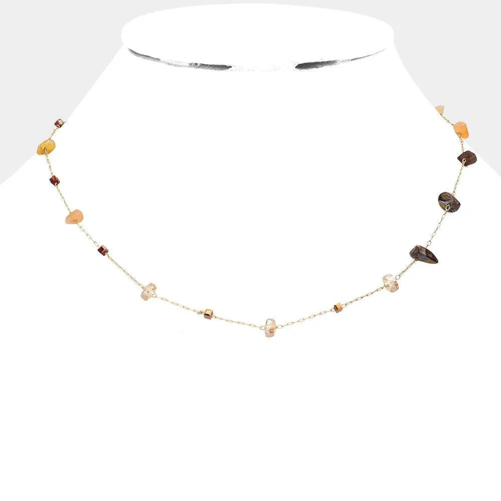 Beige Natural Stone Link Necklace - Jewelry Store by Erik Rayo