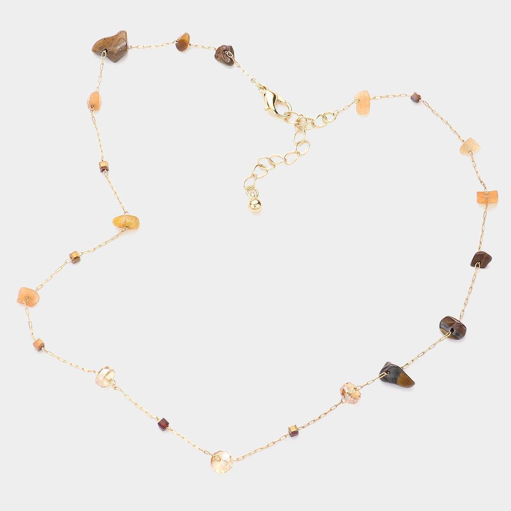 Beige Natural Stone Link Necklace - Jewelry Store by Erik Rayo