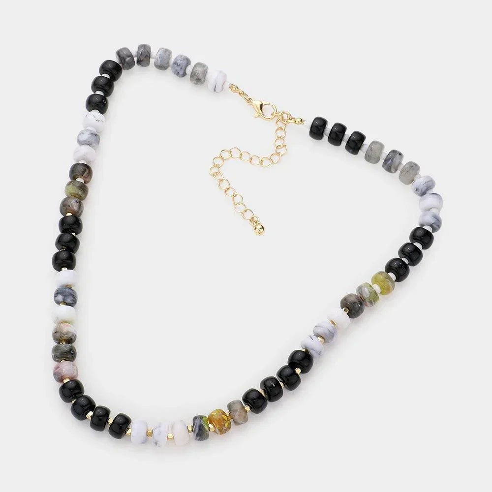 Black Natural Stone Beaded Necklace - Jewelry Store by Erik Rayo