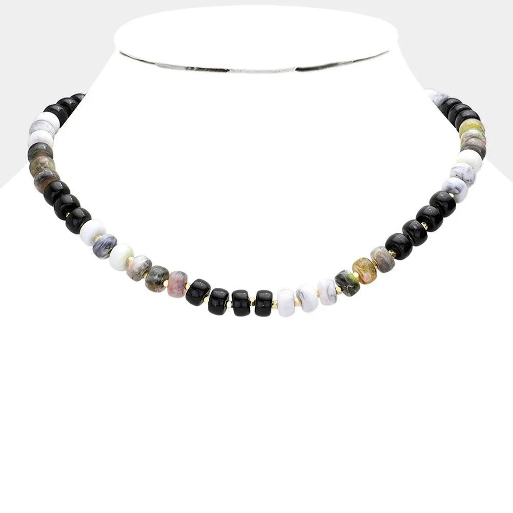Black Natural Stone Beaded Necklace - Jewelry Store by Erik Rayo