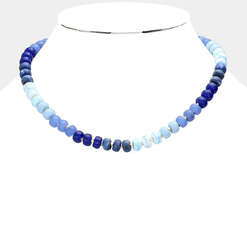 Blue Natural Stone Beaded Necklace - Jewelry Store by Erik Rayo