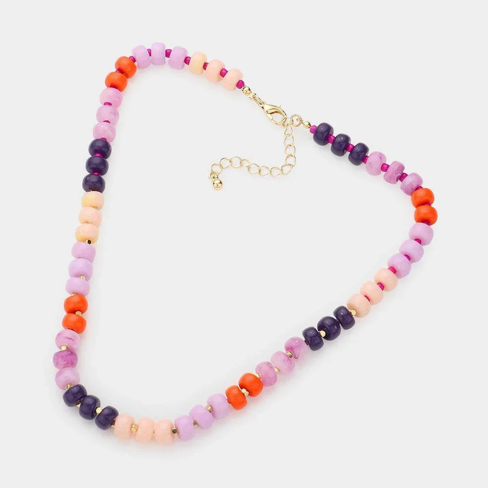 Fuchsia Natural Stone Beaded Necklace - Jewelry Store by Erik Rayo