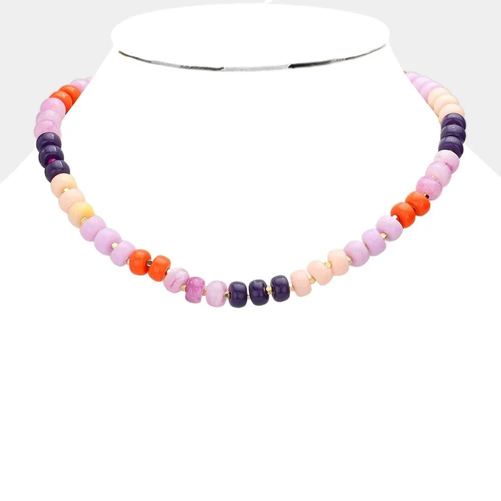 Fuchsia Natural Stone Beaded Necklace - Jewelry Store by Erik Rayo