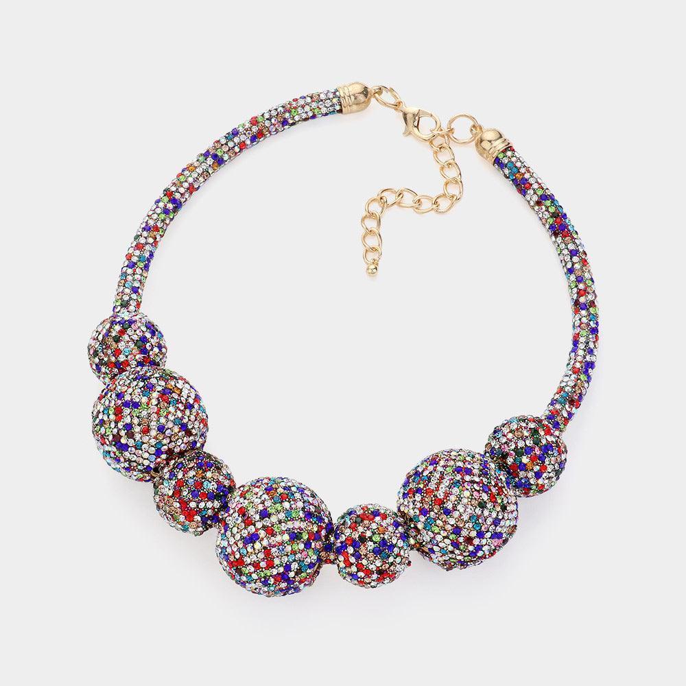 Gold Bling Ball Statement Necklace - Jewelry Store by Erik Rayo