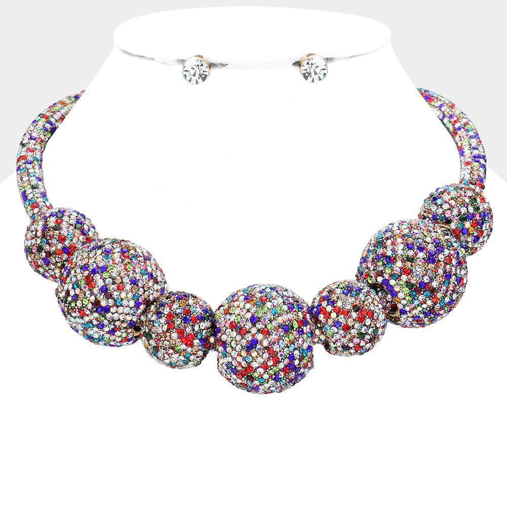 Gold Bling Ball Statement Necklace - Jewelry Store by Erik Rayo