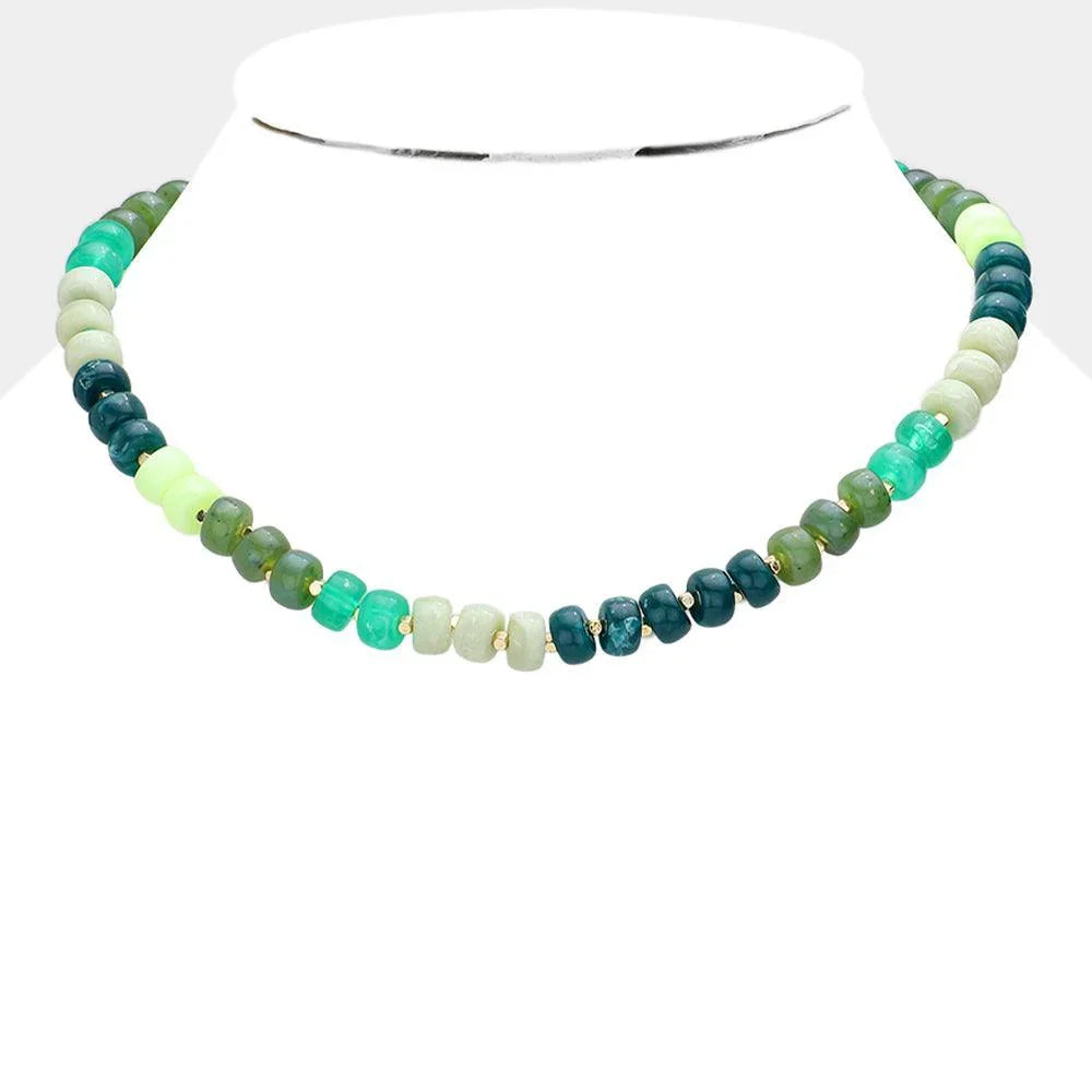 Green Natural Stone Beaded Necklace - Jewelry Store by Erik Rayo