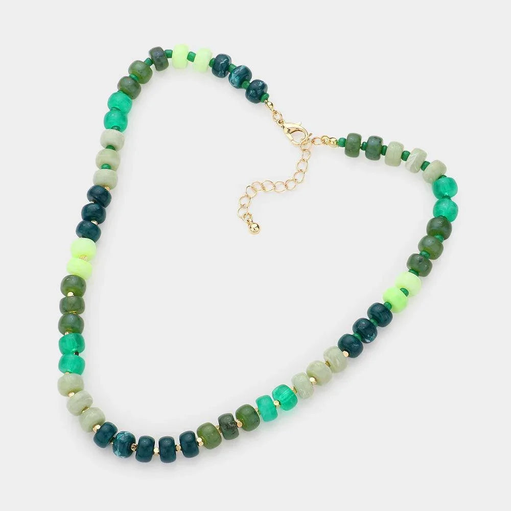 Green Natural Stone Beaded Necklace - Jewelry Store by Erik Rayo
