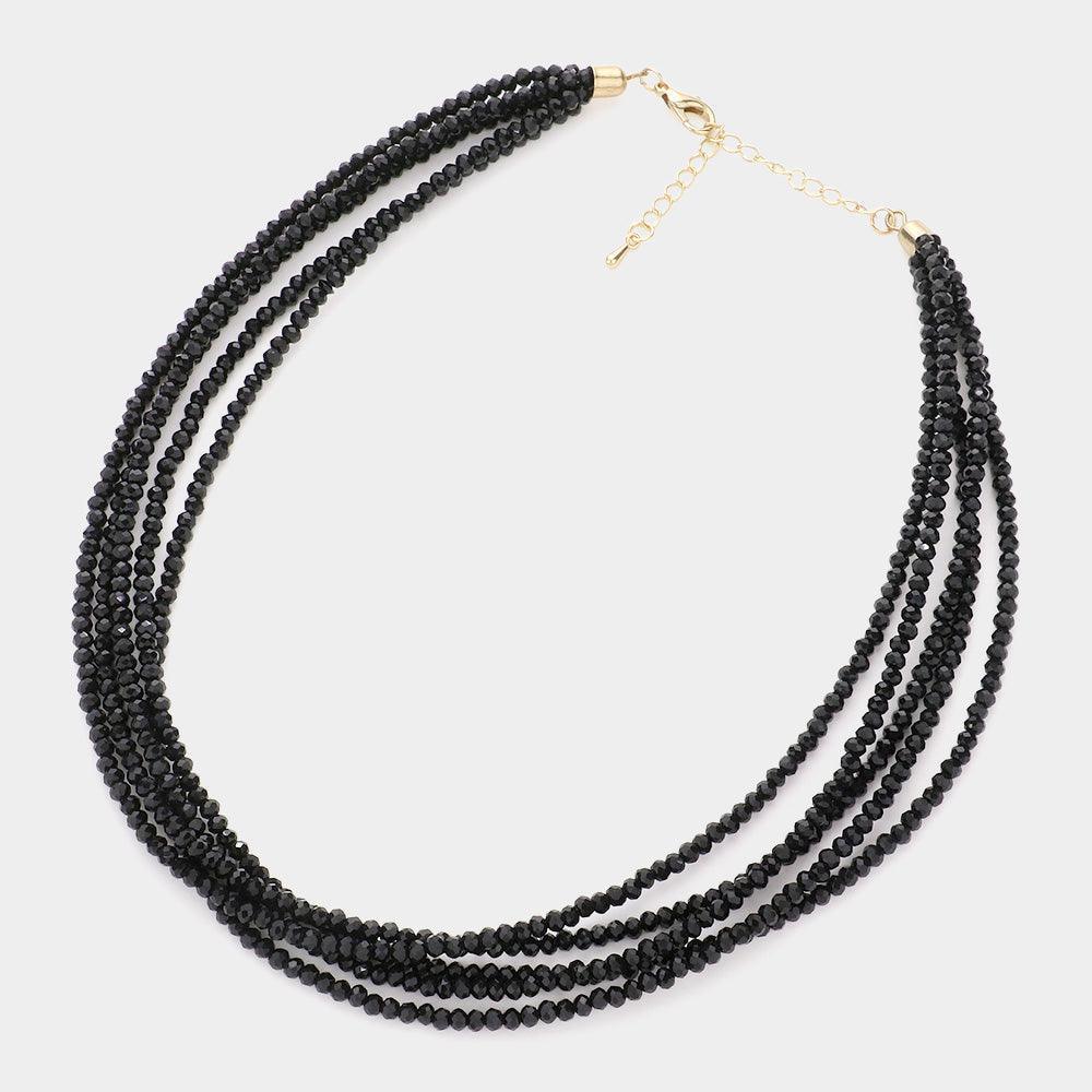 Black Faceted Beaded Multi Layered Necklace - Jewelry Store by Erik Rayo